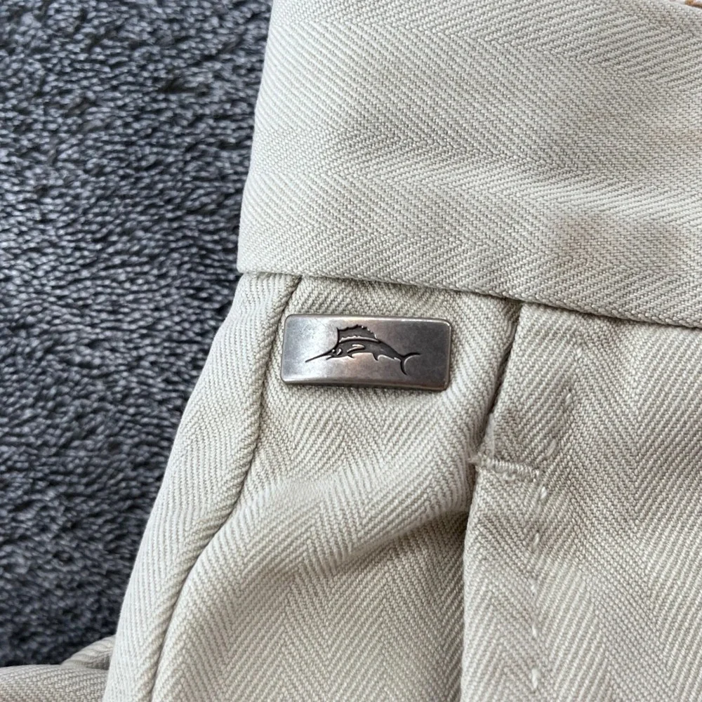 Tommy Bahama Mens Silk Cotton Herringbone Pants Khaki Beige 38x30 Trousers